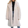 Manteau en fourrure pour femme - Longue veste polaire pour femme - Manteau long en fausse fourrure - Cardigan chaud et épais - Parka d'hiver tendance décontractée - Col à revers épais - Manteau