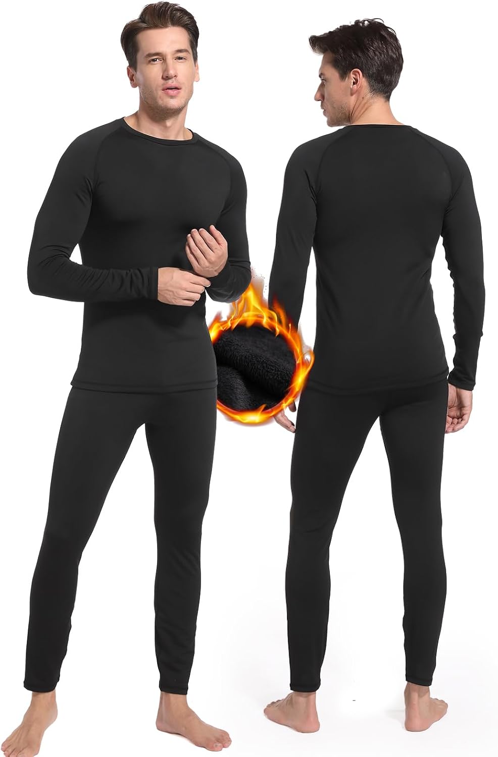 sous Vetement Thermique Homme, Ensemble de sous-Vêtement Ski Grand Froid - Homme à Manches Longues Couche de Base Haut et Pantalon Chaud sous Vetement Hiver pour Ski Moto Sport