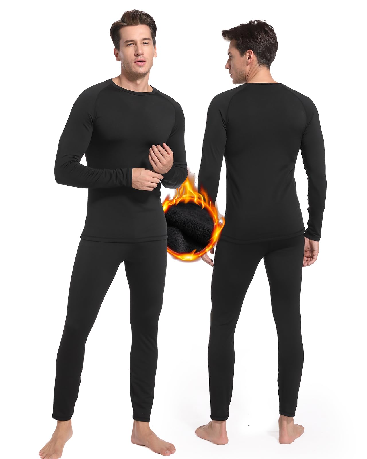 sous Vetement Thermique Homme, Ensemble de sous-Vêtement Ski Grand Froid - Homme à Manches Longues Couche de Base Haut et Pantalon Chaud sous Vetement Hiver pour Ski Moto Sport