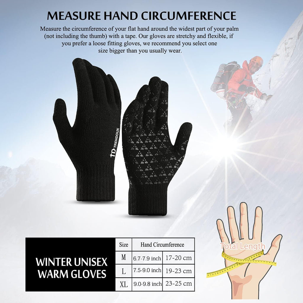 TRENDOUX Gants d'hiver en Tricot avec écran Tactile pour Homme et Femme Texting Smartphone Conduite