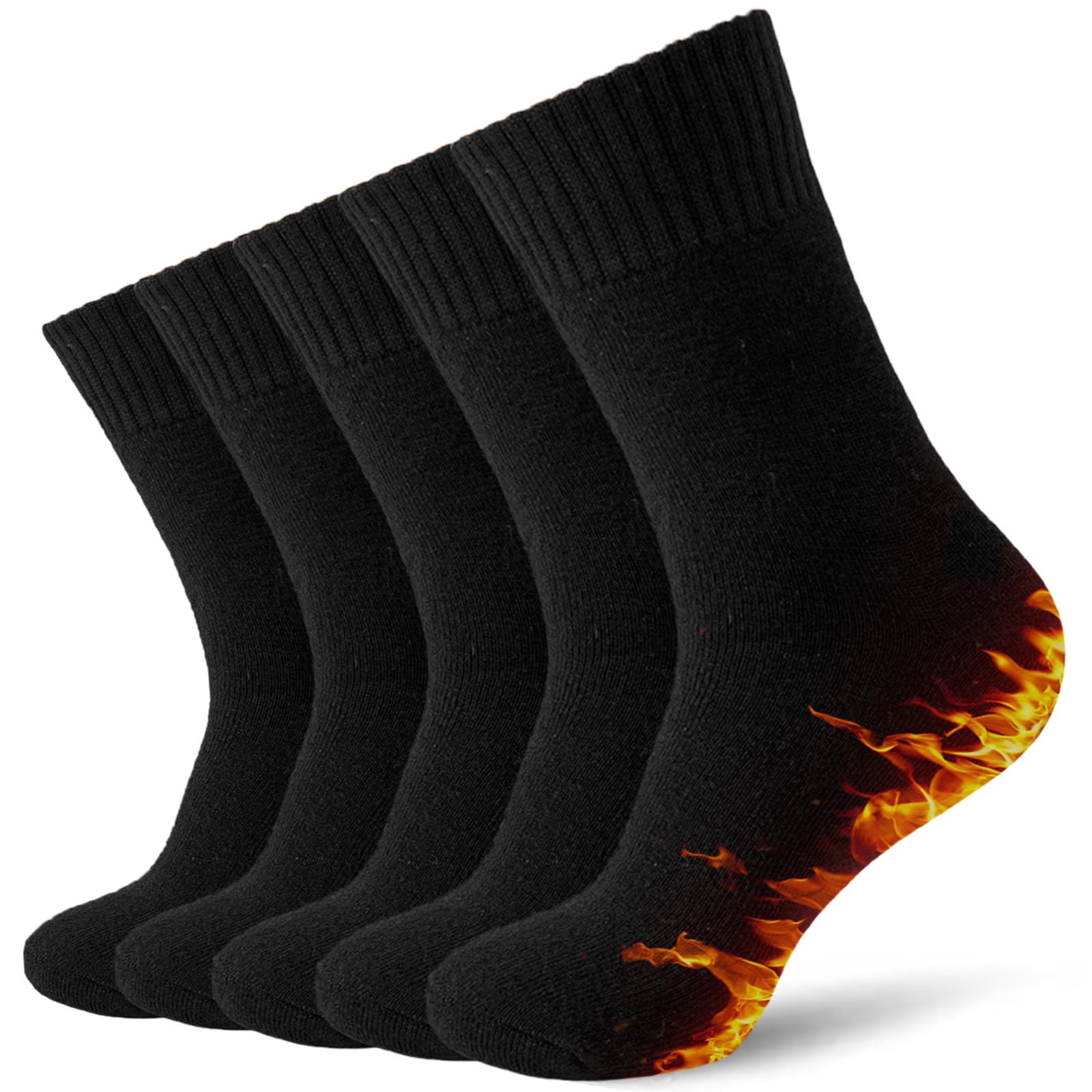 MOSOTECH 5 Paires Chaussettes Chaudes Homme, Chaussettes Thermiques épaisses en éponge - Hiver Cadeau Pour Homme, Taille 39-45