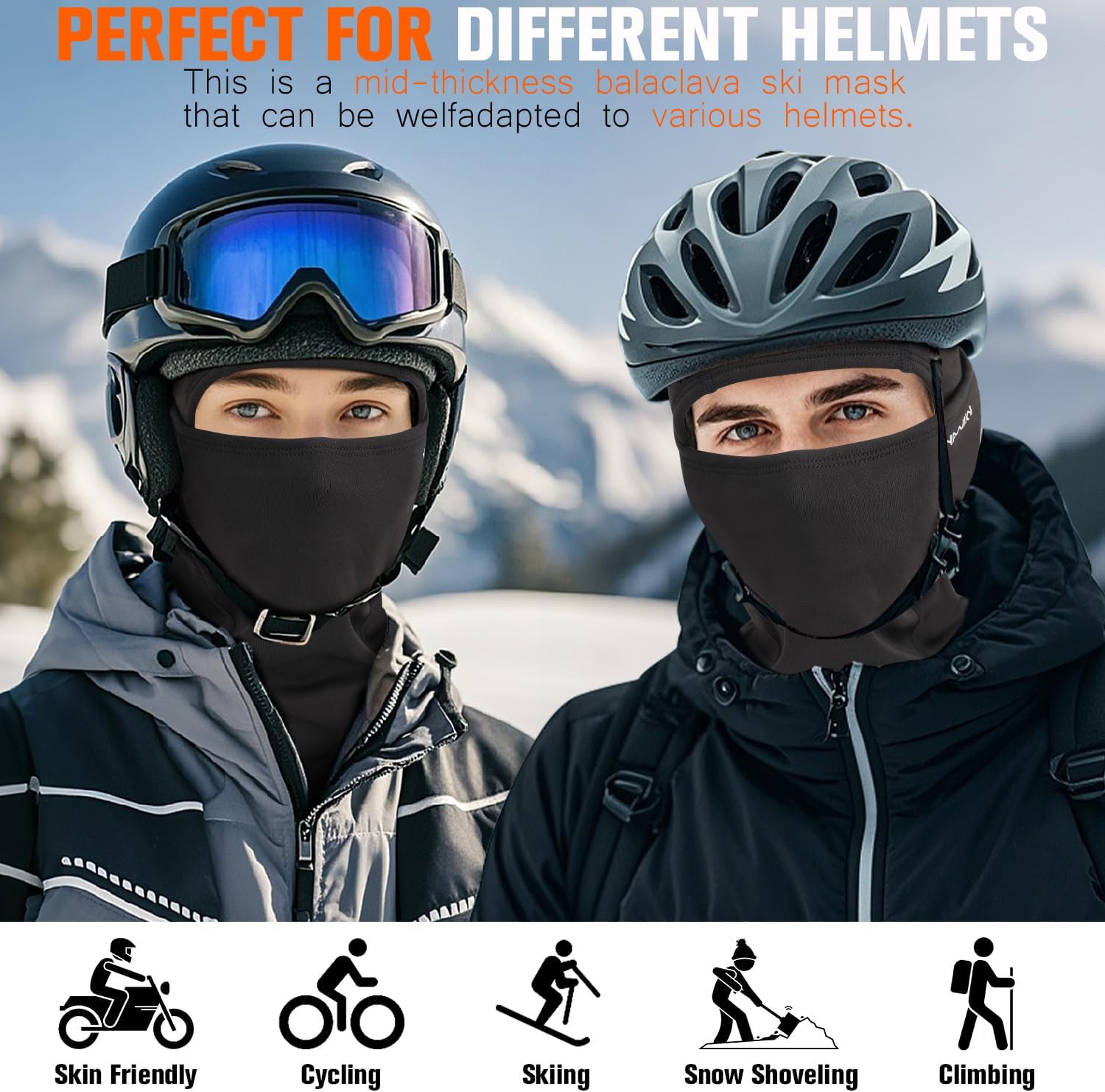 Cagoule Coupe-Vent et Chaude - Masque de Ski - Cagoule d'hiver - pour Homme et Femme - Respirante - pour Le Cyclisme, Le Ski, la Moto, Les Sports de Plein air