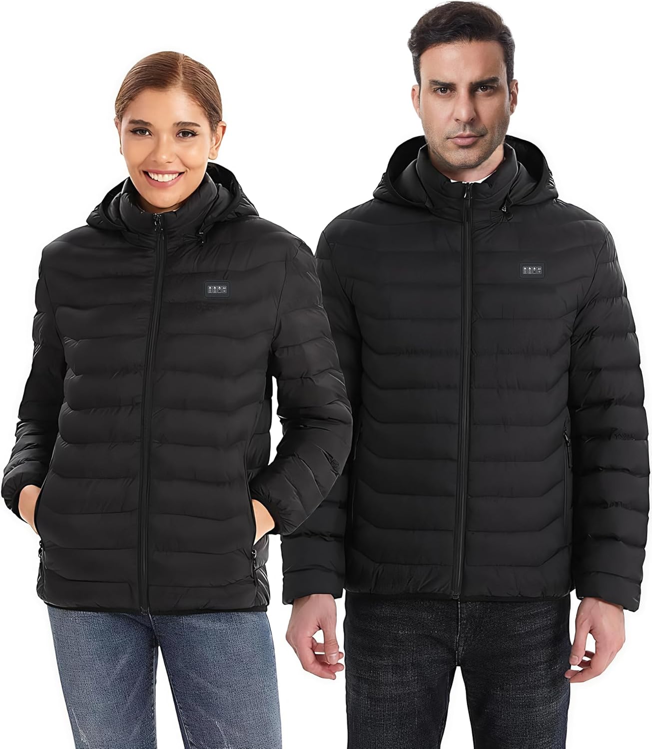 Monave Veste Chauffante Homme Femme Doudoune Chauffante avec 27 Coussins Chauffants en Fibre de Carbone, 3 Niveaux de Température pour Pêche Ski Activités de Plein Air(Pas de batterie incluse)