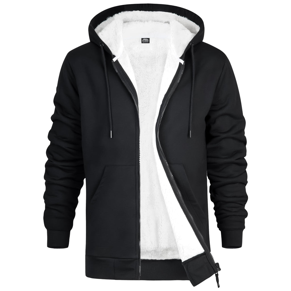 CityComfort Sweat à Capuche Homme Zippé Hoodie Pull Polaire Zippé Veste à Capuche Fourrée Blouson Doublé Vêtement Homme Hiver Chaud Tailles M-XXXL
