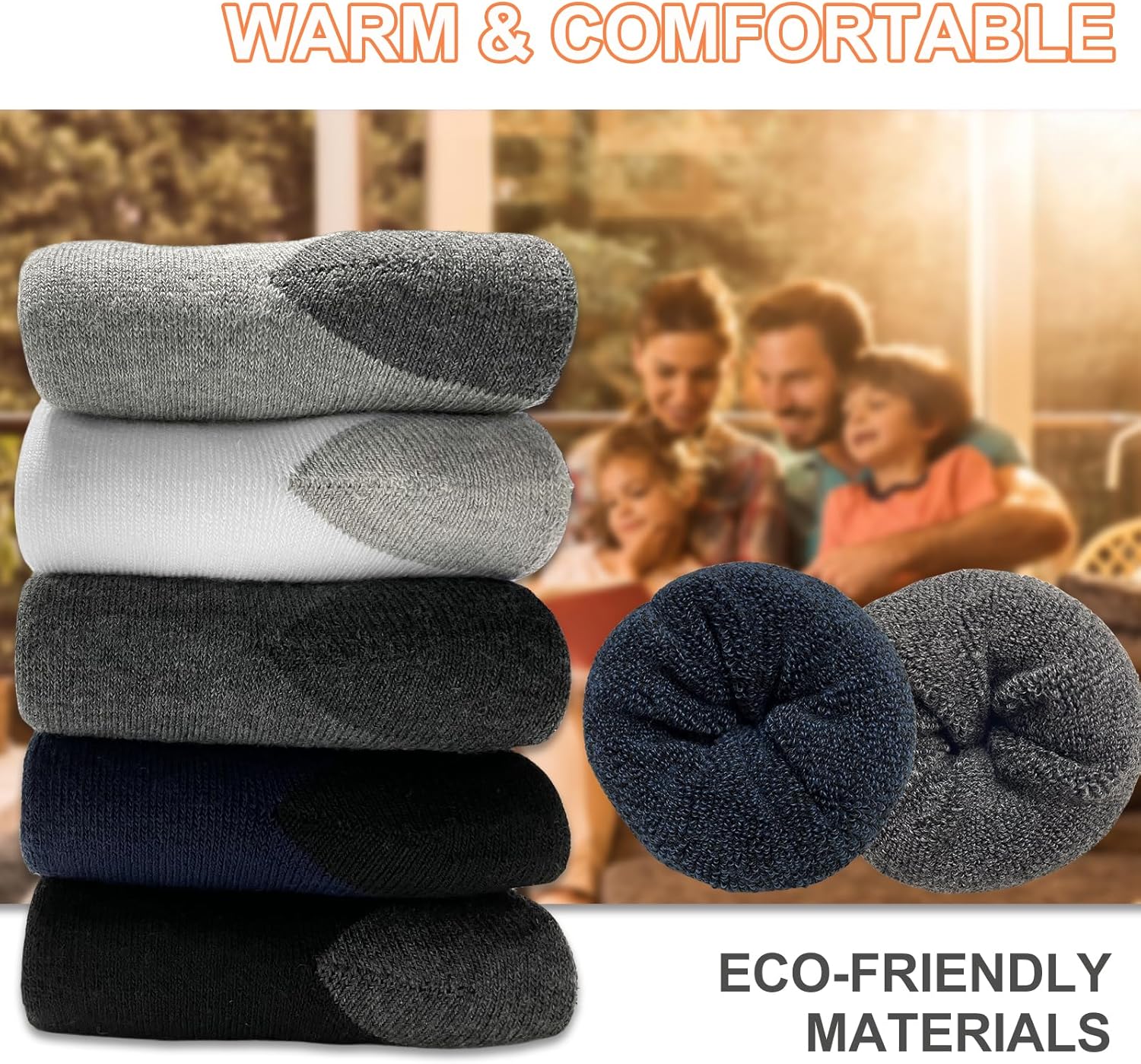 MOSOTECH 5 Paires Chaussettes Chaudes Homme, Chaussettes Thermiques épaisses en éponge - Hiver Cadeau Pour Homme, Taille 39-45