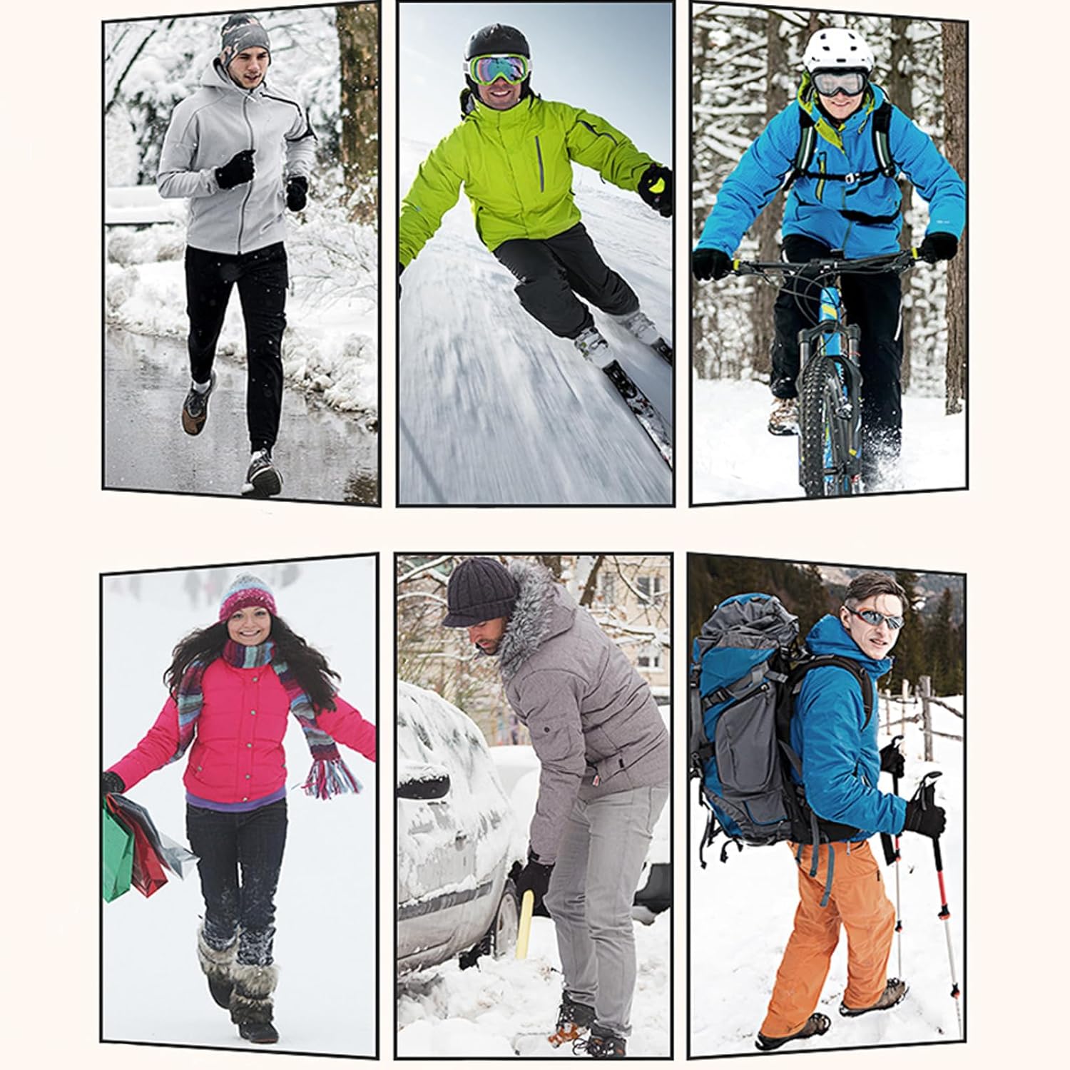 Azarxis Gants Hiver Chaud à Écran Tactile Gants de Cyclisme Coupe-Vent pour Homme Femme Moto Vélo Running Sport