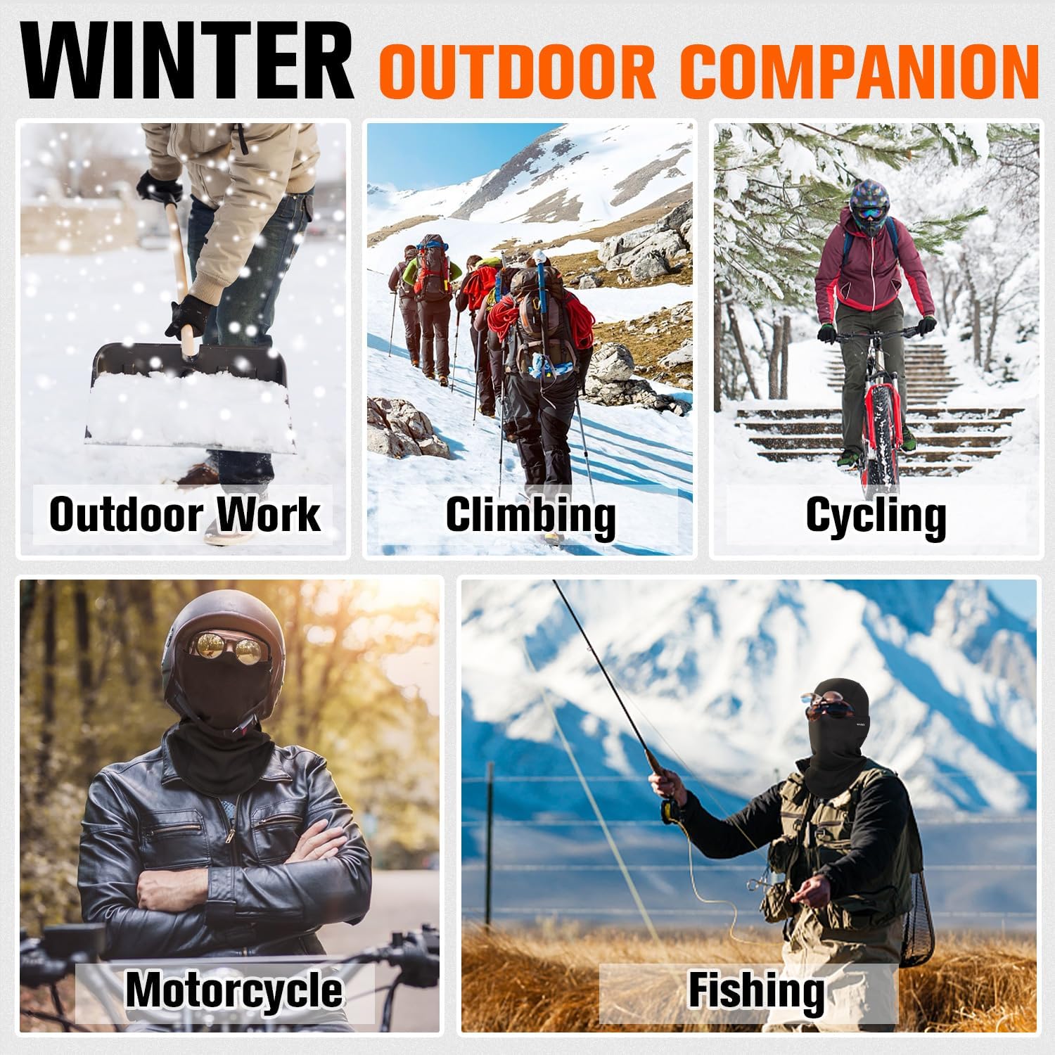 Cagoule Coupe-Vent et Chaude - Masque de Ski - Cagoule d'hiver - pour Homme et Femme - Respirante - pour Le Cyclisme, Le Ski, la Moto, Les Sports de Plein air