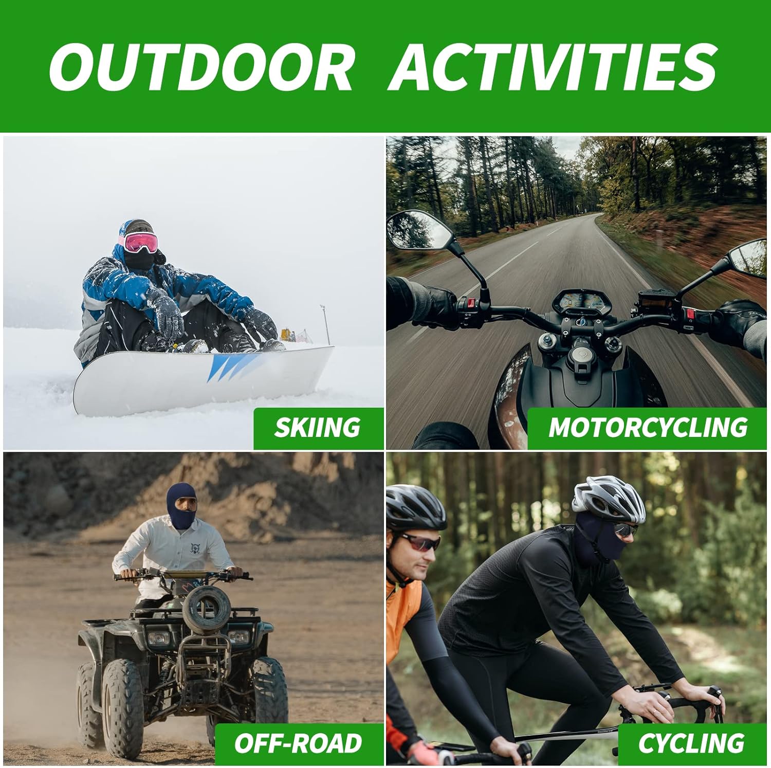 LONGKING Cagoule de Ski pour Homme et Femme - Protection UV - Coupe pour Moto, Snowboard - pour Cyclisme, Sports de Plein Air