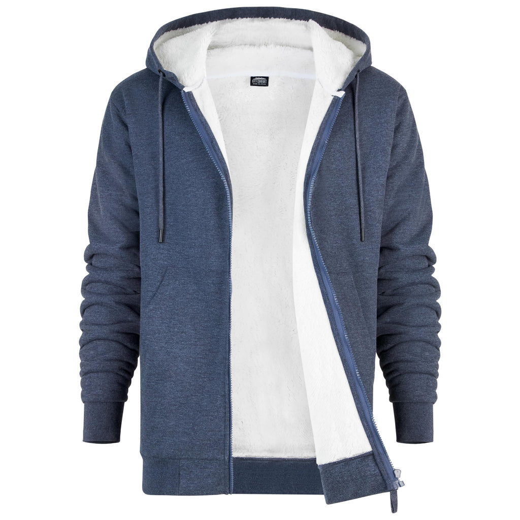 CityComfort Sweat à Capuche Homme Zippé Hoodie Pull Polaire Zippé Veste à Capuche Fourrée Blouson Doublé Vêtement Homme Hiver Chaud Tailles M-XXXL