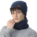 NovForth Ensemble bonnet et cache-cou - Bonnet tricoté et écharpe tubulaire avec polaire - Bonnet d'hiver en laine pour femme, homme, adolescent - Cache-cou pour ski, cyclisme, course, promenade
