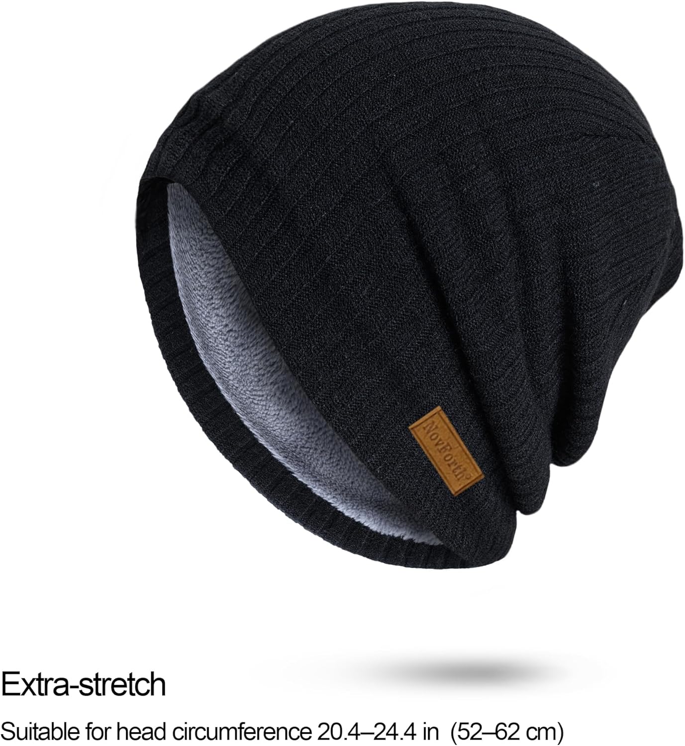 NovForth Ensemble bonnet et cache-cou - Bonnet tricoté et écharpe tubulaire avec polaire - Bonnet d'hiver en laine pour femme, homme, adolescent - Cache-cou pour ski, cyclisme, course, promenade