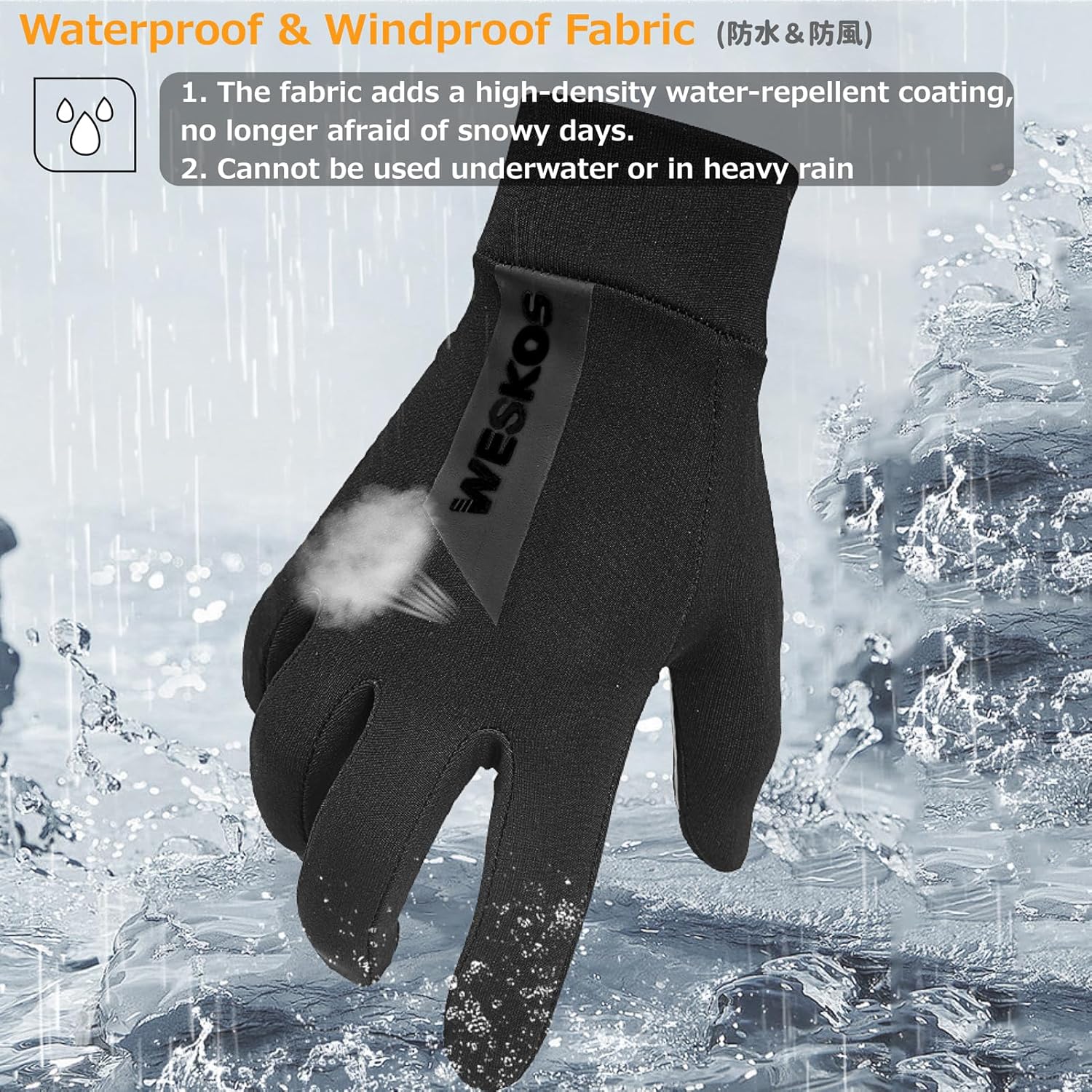 Azarxis Gants Hiver Chaud à Écran Tactile Gants de Cyclisme Coupe-Vent pour Homme Femme Moto Vélo Running Sport