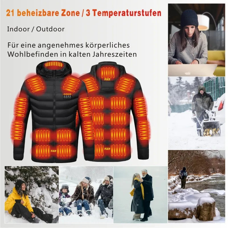 Doudoune Chauffante 21 Zones USB - Parka Hiver Capuche Unisexe - Ho Rizon